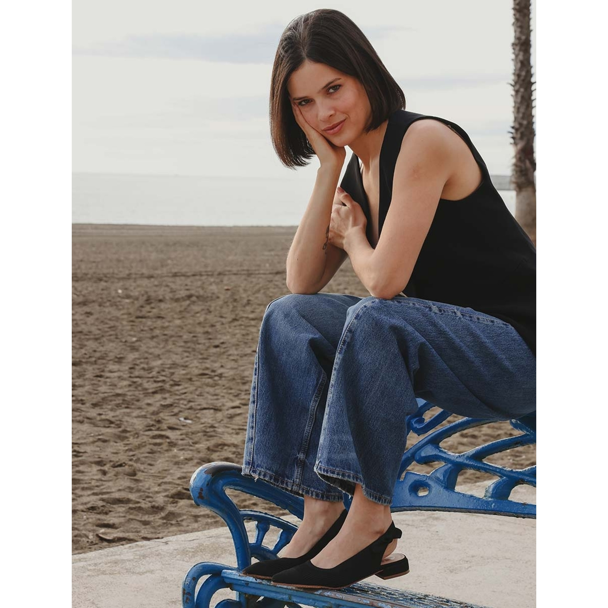 Zapatos de Tejido - Negro - Tacón: 3 cm