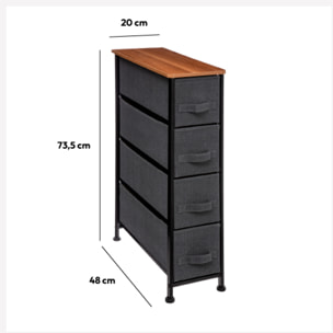 Rangement 4 tiroirs tissu Gris anthracite