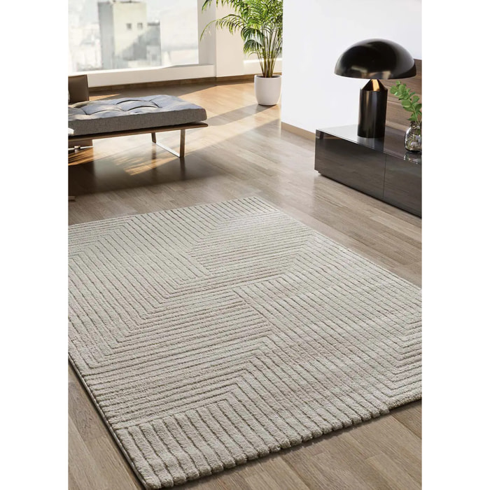 VERONA Alfombra geométrica con relieve en color crema, varias medidas disponibles.
