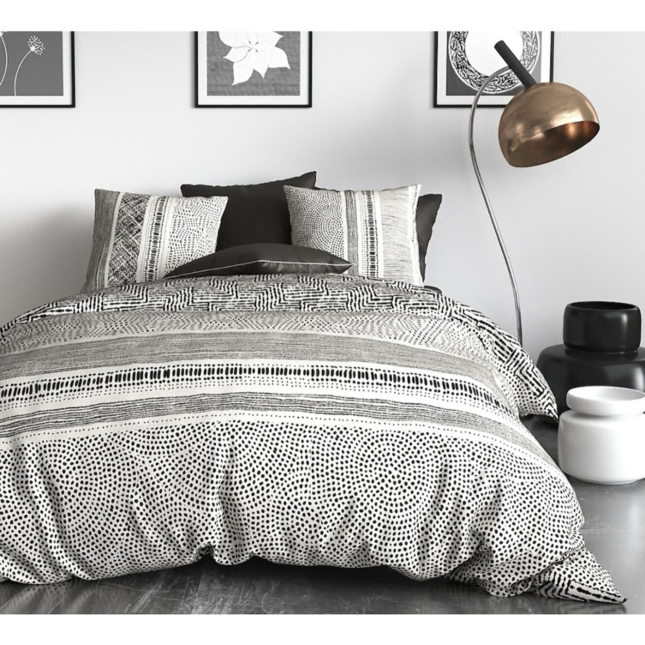 Parure housse de couette imprimée + 2 taies Lattice