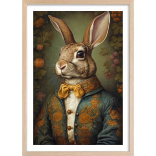 Affiche enfant mister lapin  Affiche + cadre en bois - Chêne