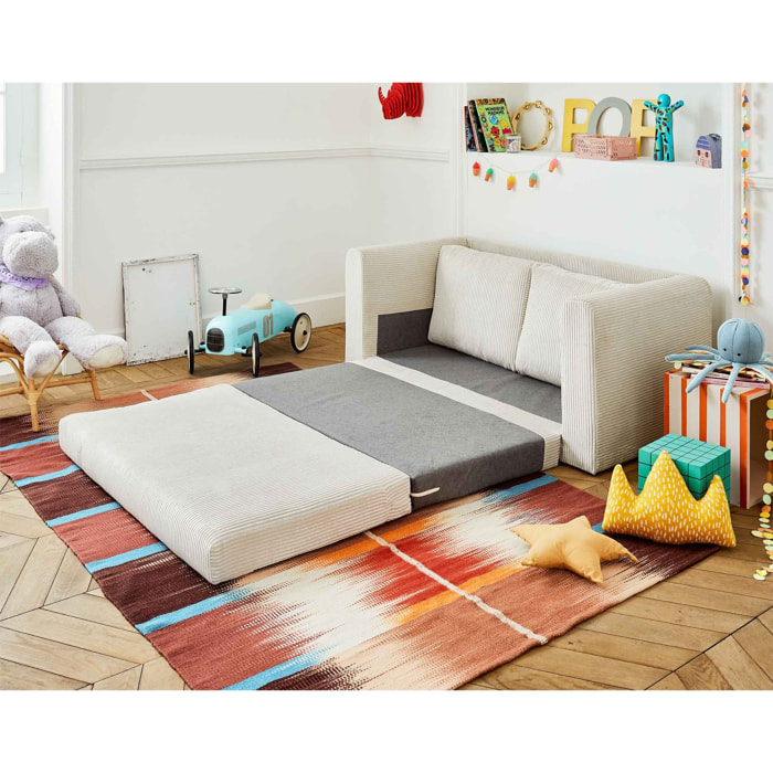 Marilia - canapé 2 places - convertible déplimousse - en velours côtelé - Beige