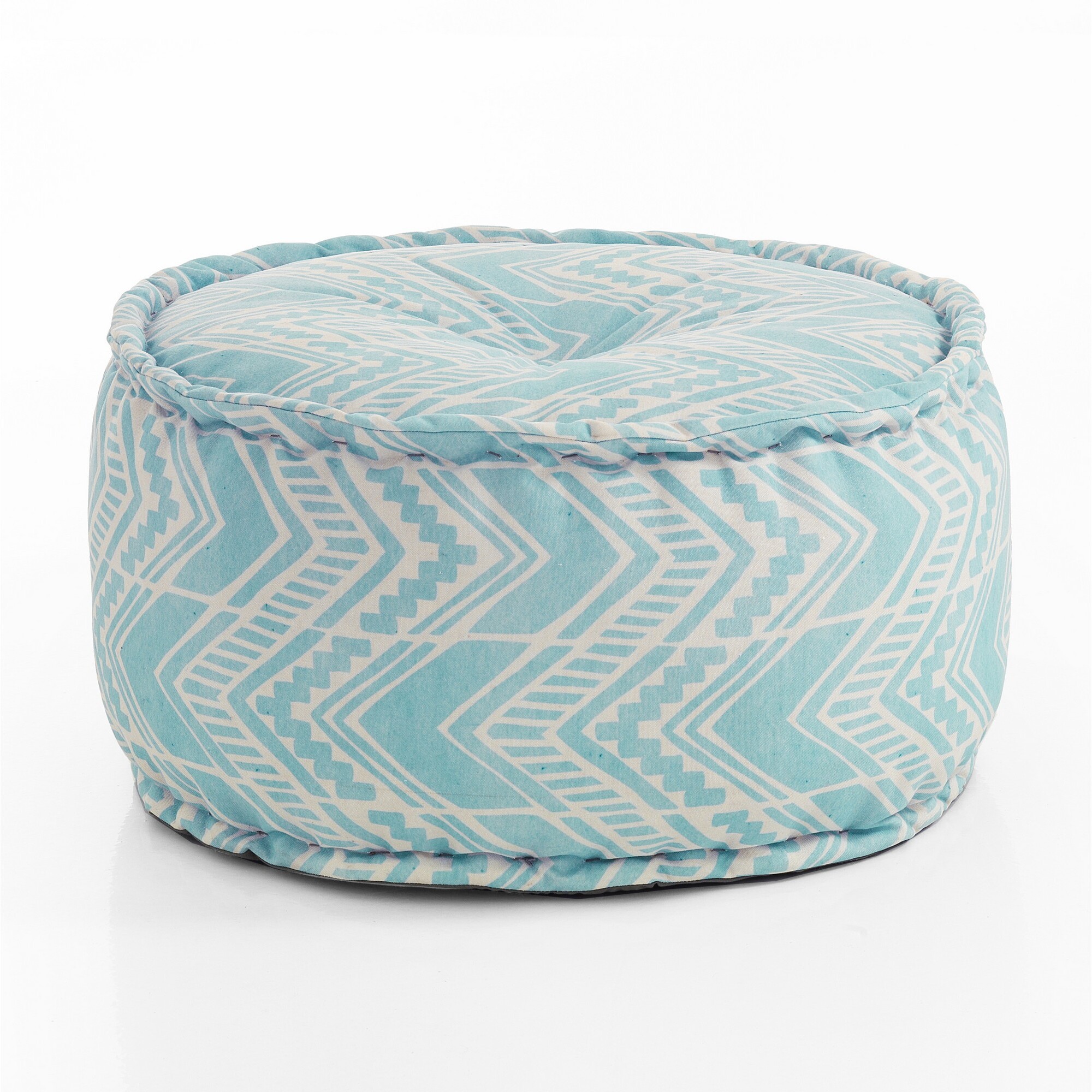 Pouf Tomasucci YARA IKAT MINT, en polyester et mousse, 60 × 60 × 30 cm