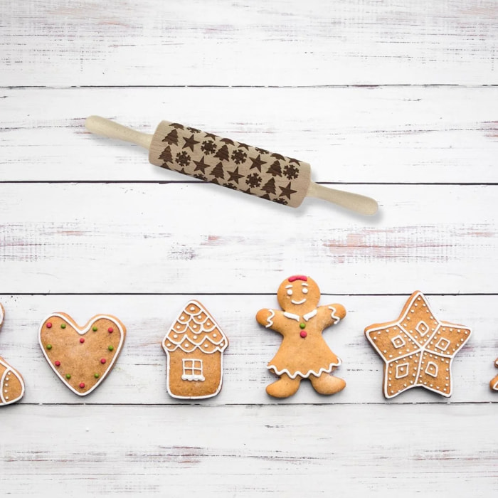 Rouleau à pâtisserie en bois motif noël 39 cm Fackelmann Noël