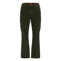 Pantalon - coupe droite - 100% coton - kaki foncé