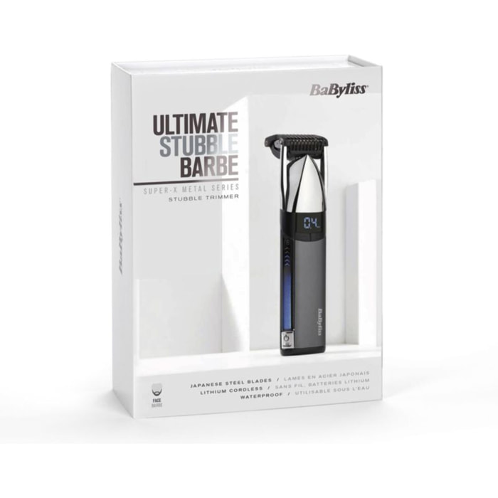Tondeuse barbe BABYLISS Super-X Metal S996E, molette réglable, 24 hauteurs de coupe, précision 0,2 mm, autonomie 90 mn
