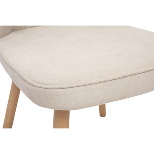 Chaises design en tissu effet velours beige et bois clair (lot de 2) FANETTE