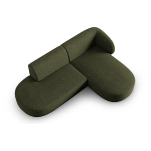 Canapé d'angle droit modulable "Lionel" 4 places en chenille vert chiné