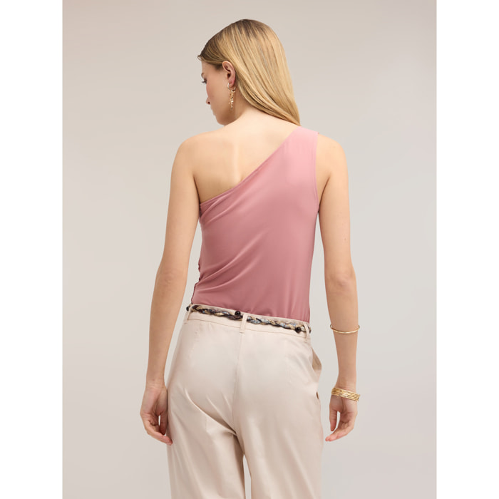 Motivi - Top monospalla con drappeggio - Rosa cipria