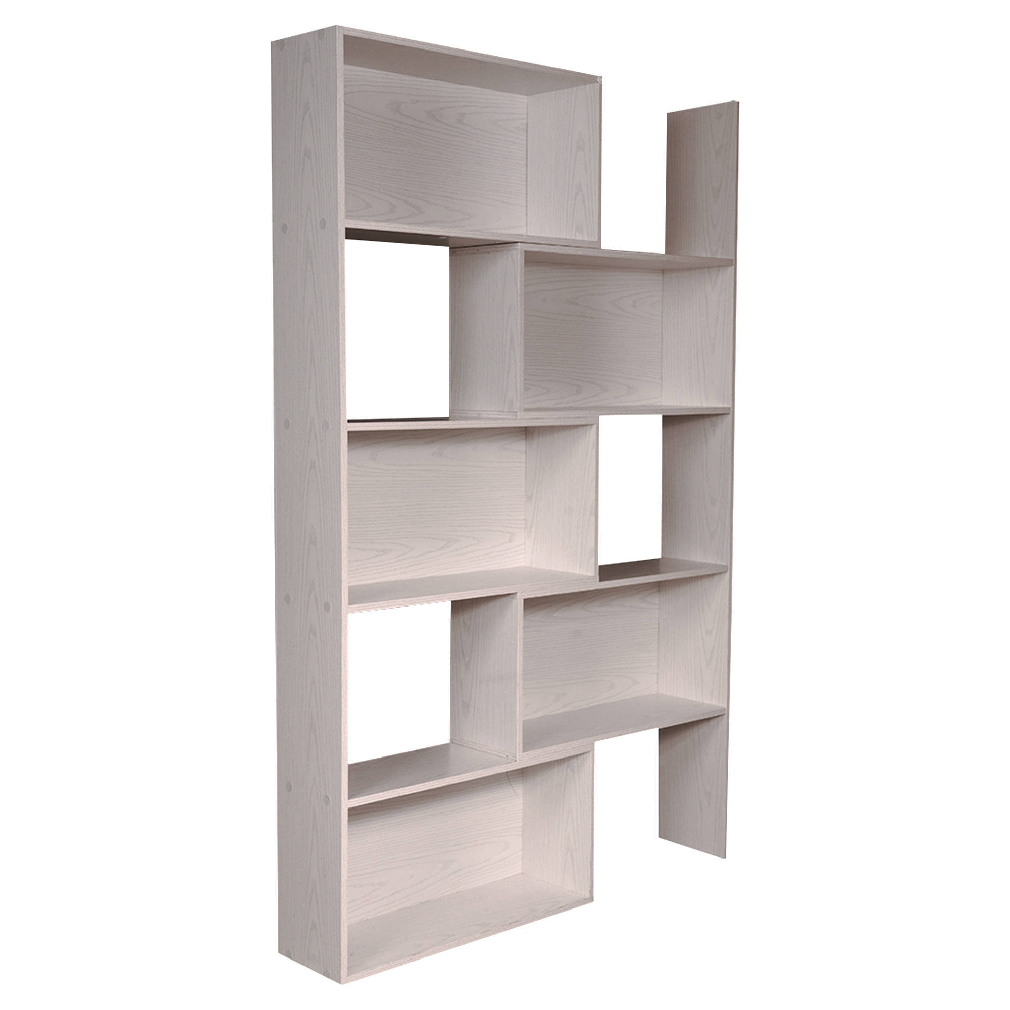 Libreria estensibile in larghezza a 5 vani aperti, Scaffale per libri e documenti da ufficio, Made in Italy, cm 72x22h181, colore Rovere sbiancato