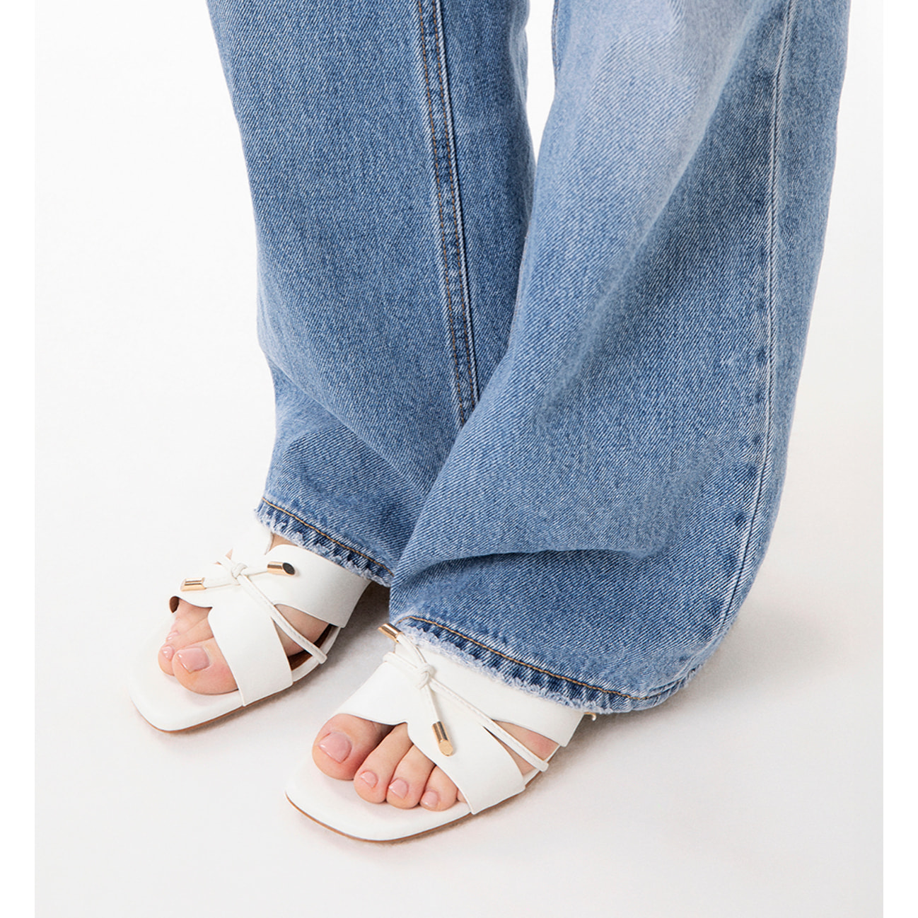 Mules open toe bianche tacco 4 cm
