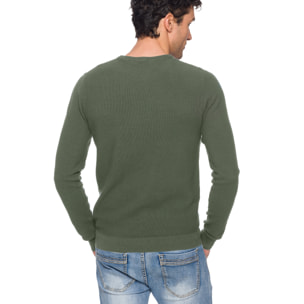 Cardigan Hot Buttered Sapphire cuello redondo Verde militar