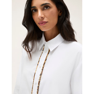 Motivi - Camicia cropped con bordi animalier - Bianco