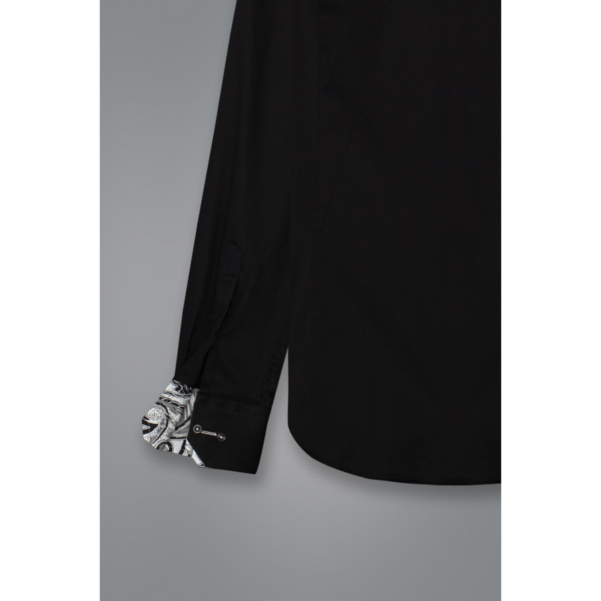 Camicia Uomo 1 Bottone Button Down Slim Satin Unito Nero