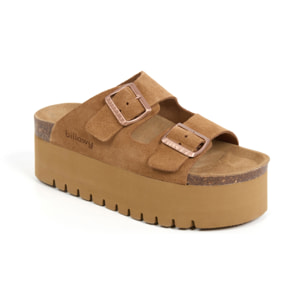 Sandalia Plataforma Cuero Mujer BILLOWY MARRON