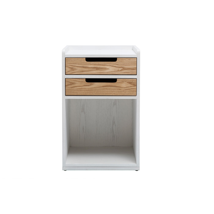 Caisson de bureau 2 tiroirs scandinave blanc et bois clair OPUS