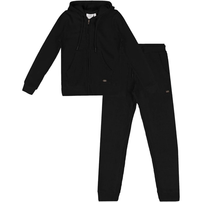 Tuta invernale da bambina con cappuccio e zip 'Love'