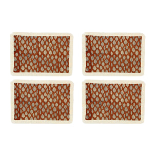 Lot de 4 sets de table en coton terracotta avec franges MALAGA