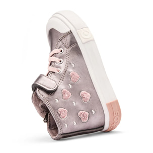 Zapatillas Altas de Niña Con Estampado de Corazones