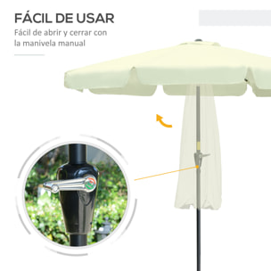 Sombrilla Terraza Exterior Ø266 cm Sombrilla de Jardín Inclinable con Protección UV50+ Poste de Aluminio y Manivela Parasol para Patio Terraza Beige