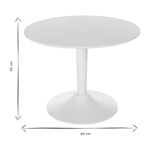 Table basse design ronde en céramique blanche et métal D60 cm MALOU