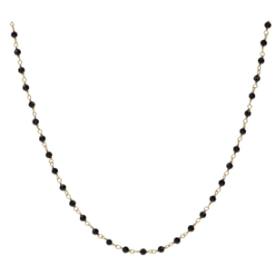 Collana Rosario Girocollo con Spinello Nero in Argento 925 placcato Oro Giallo 18Kt