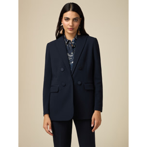 Oltre - Blazer con detalles de raso - Azul