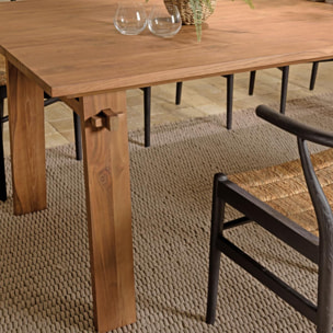 ALIDA - Table à manger rectangulaire 220x90cm en bois de teck recyclé