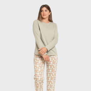 Pijama largo algodón Tebas Verde cacería