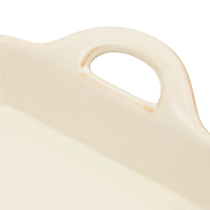 Plat carré en céramique Terre Inconnue 18x18cm beige
