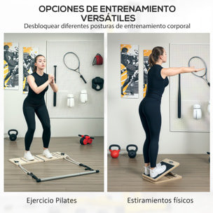 Kit de Barra de Pilates Kit de Pilates con 6 Bandas Elásticas Tabla Inclinada Ajustable para Entrenamiento de Cuerpo Completo en Casa Gris