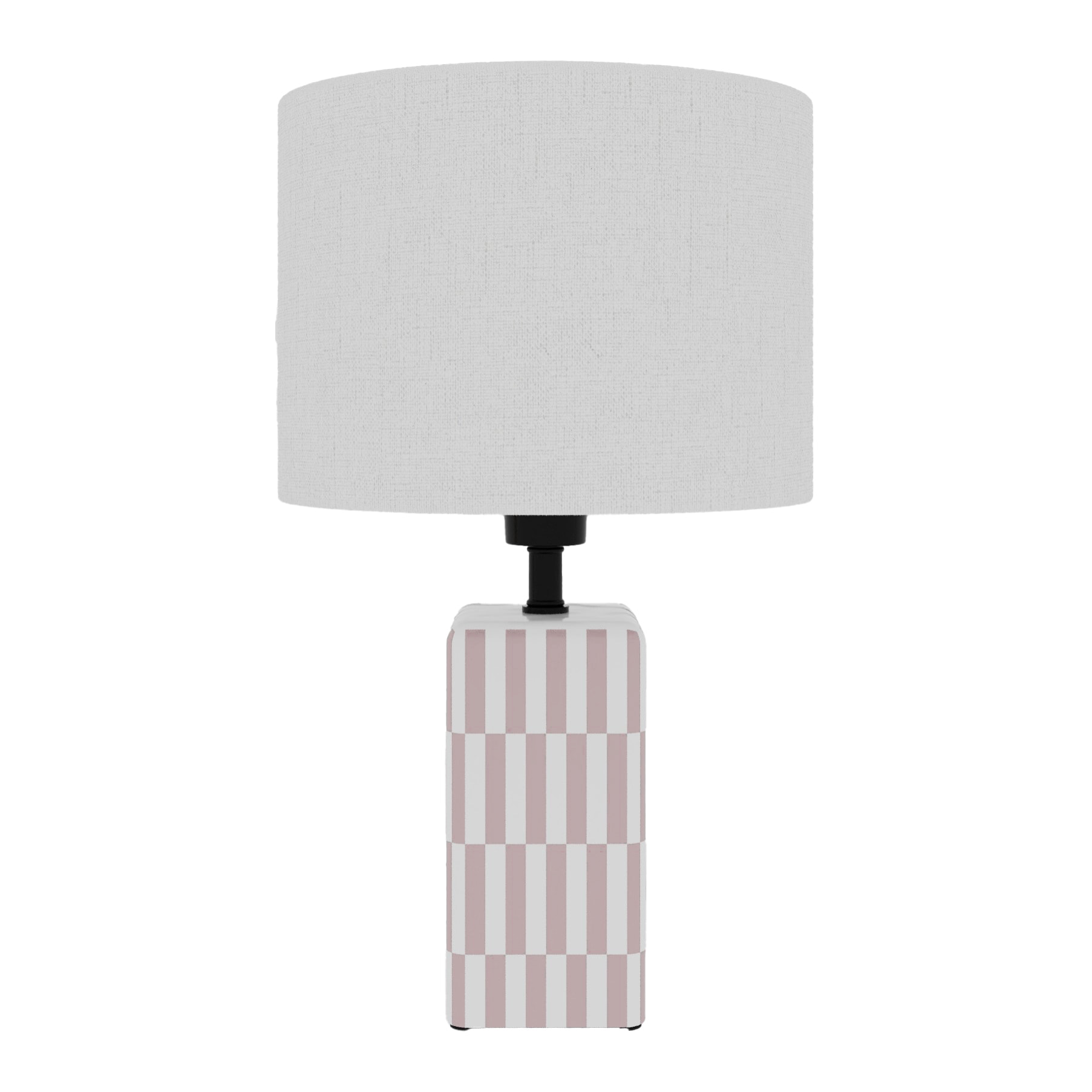 Lampe à poser Manet – céramique rose poudré et lin naturel