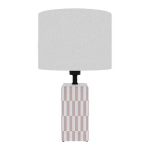 Lampe à poser Manet – céramique rose poudré et lin naturel