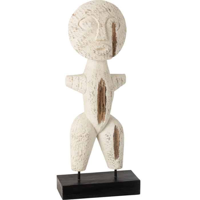 J-Line décoration Personnage Primitif - bois - blanc - small