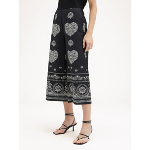 Motivi - Pantaloni cropped fantasia etnica - Nero