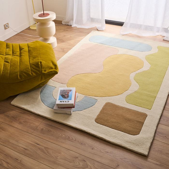 PANTONE - Tapis en laine fait main RAYON TENDRE pastel