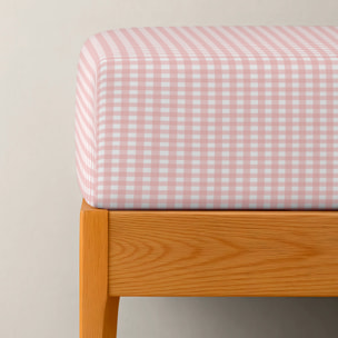 Cool Kids - Sábana bajera Estampada - Ajustable - 100% Algodón - Vichy Rosa