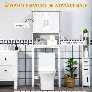 Mueble sobre Inodoro con 2 Puertas Balda Ajustable Estante para Baño 64x22x165cm