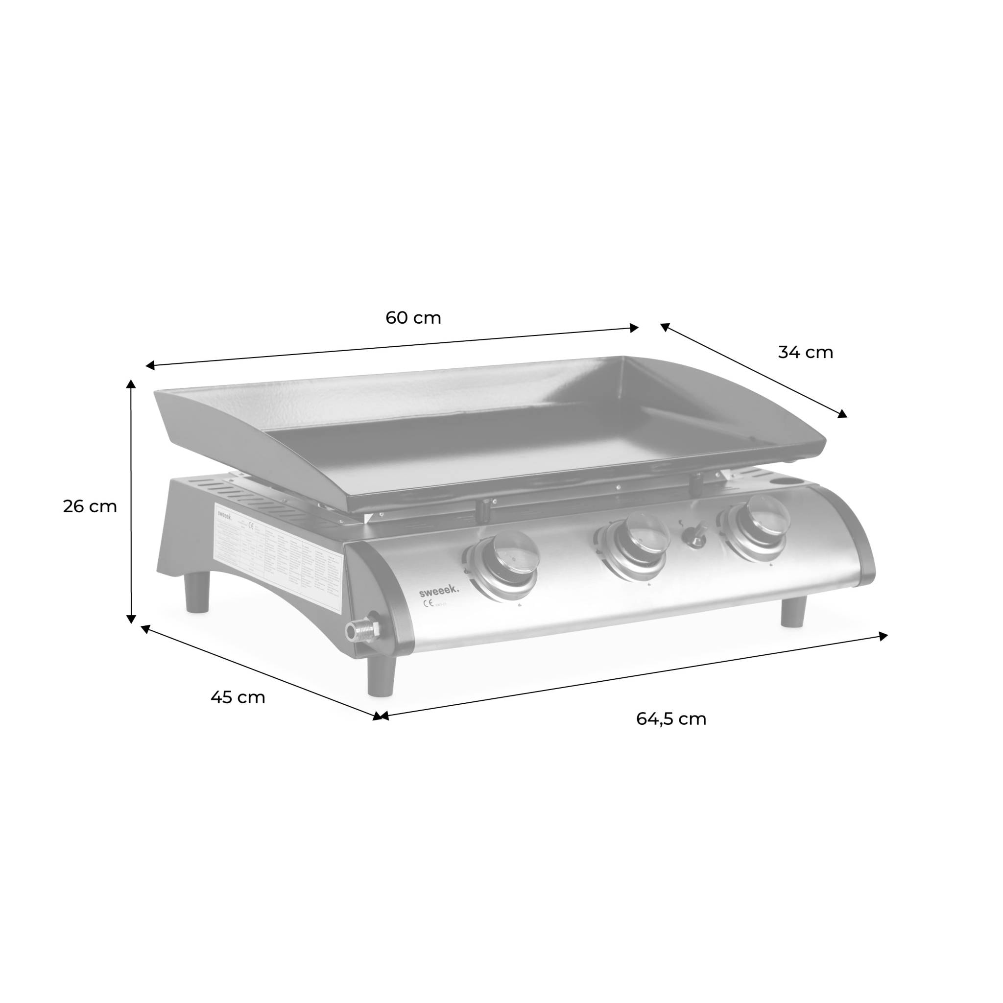 Plancha au gaz 3 feux - Porthos 3 brûleurs - 7.5 kW. barbecue. cuisine extérieure. grande plaque émaillée. inox