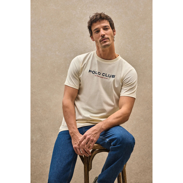 Camiseta color crudo con logo Established 2012 Polo Club