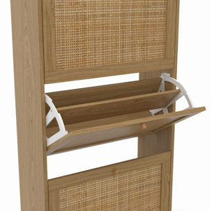 Meuble chaussures Erin 3 portes en cannage - 18 paires