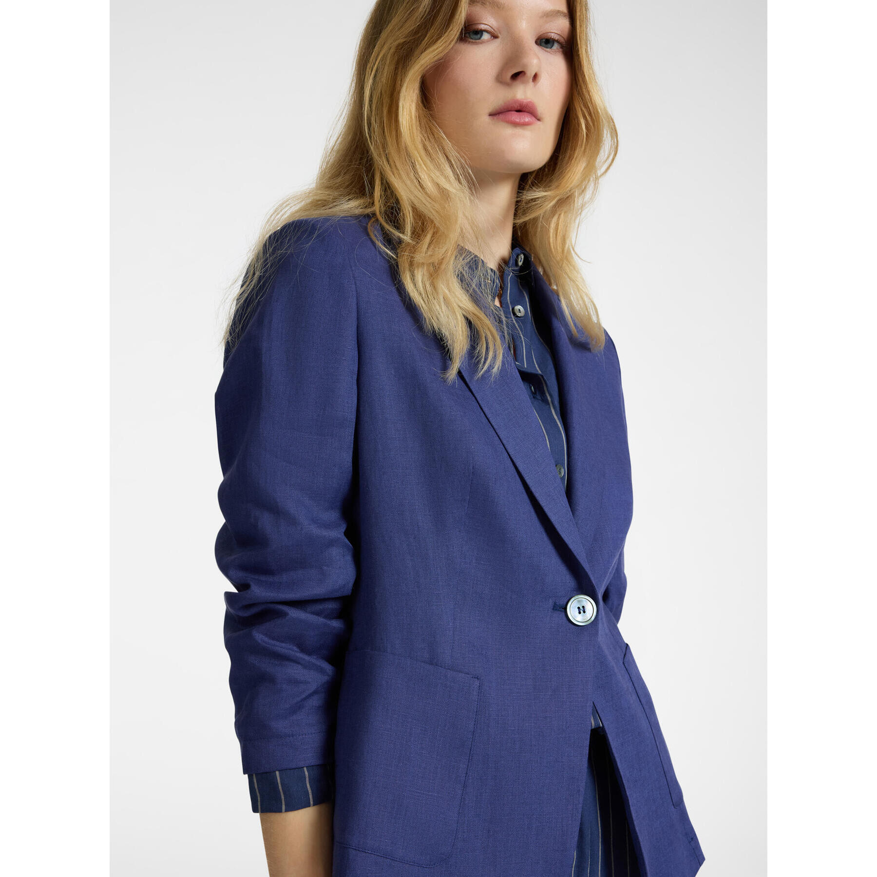 Elena Mirò - Americana de lino - Azul