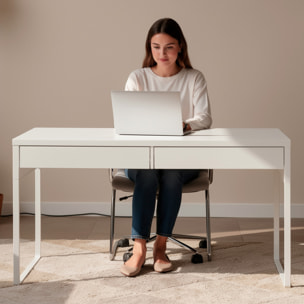 Scrivania Ufficio Home Office Studio Design Moderno Tavolo Lavoro Computer Cassetti Arredo Casa Professionale Ampia Superficie 138 x 50 x 75 Cm Bianco