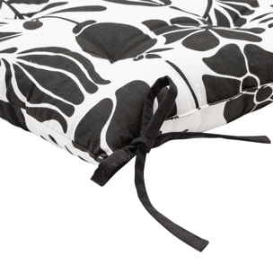 Galette de chaise "Twisted lime" coton noir & blanc 38x38cm