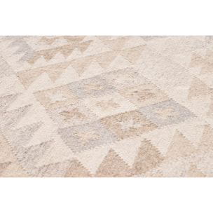 Tapis berbère beige à motifs en laine et coton 160 x 230 cm MAKAÏ