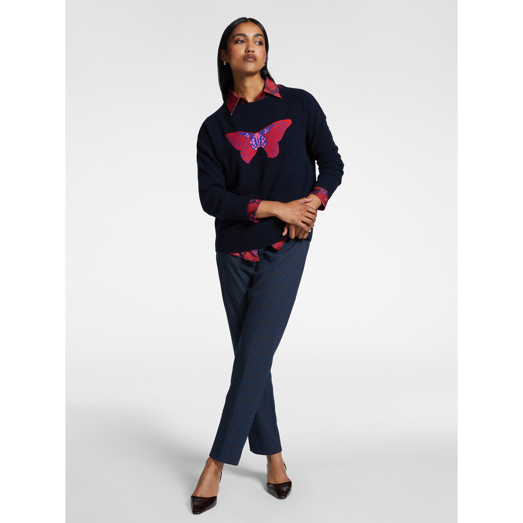 Elena Mirò - Pantalones rectos estampados - Azul