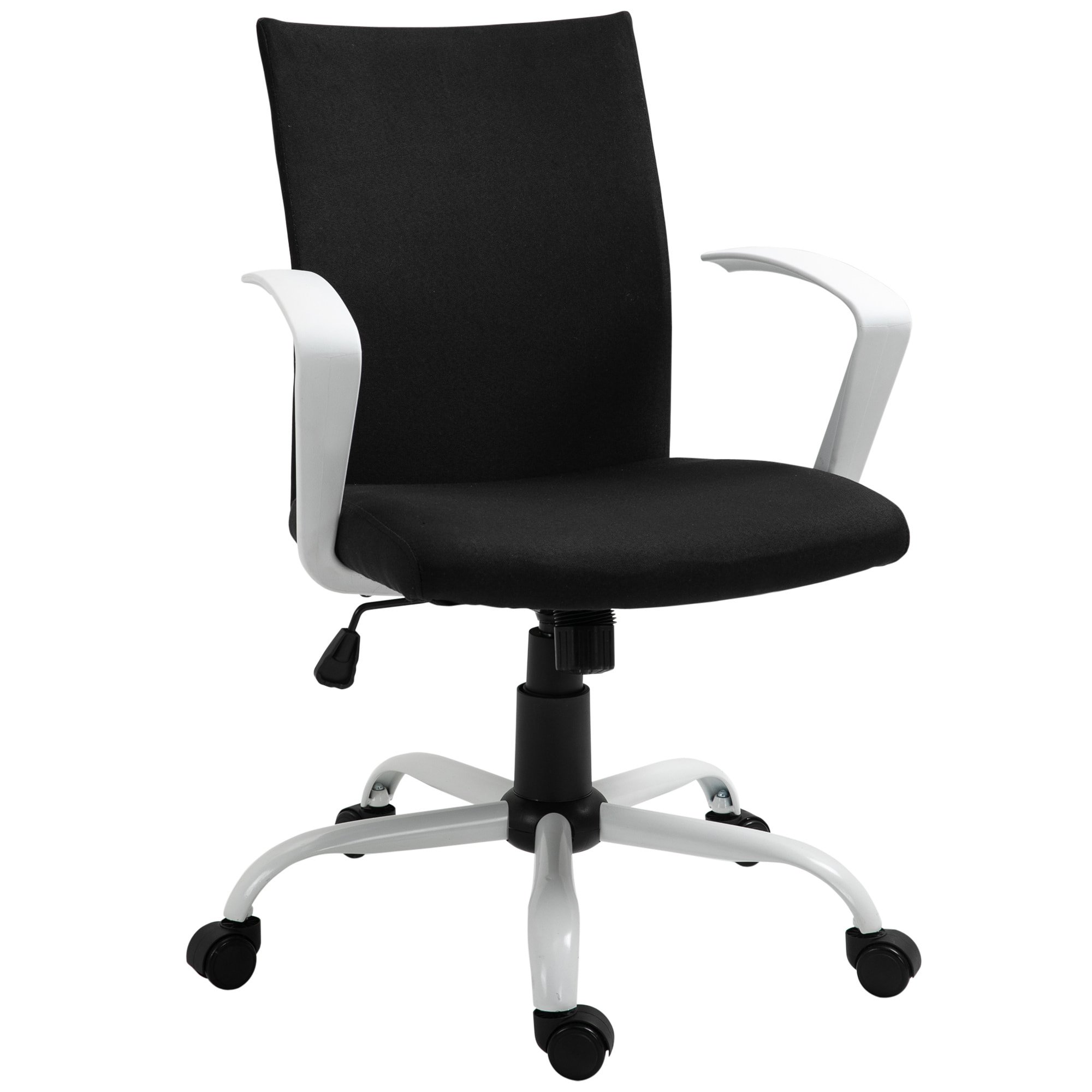 Chaise de bureau ergonomique hauteur réglable pivotante 360° piètement acier blanc lin noir