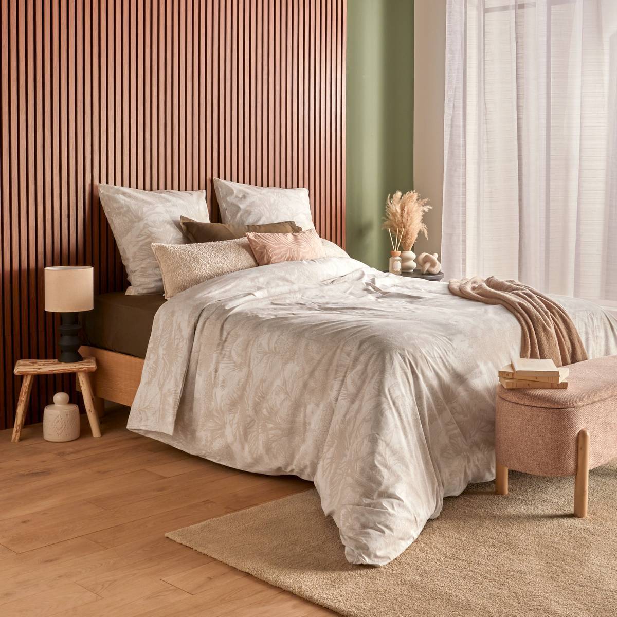 Parure de lit Jouy 220x240cm beige