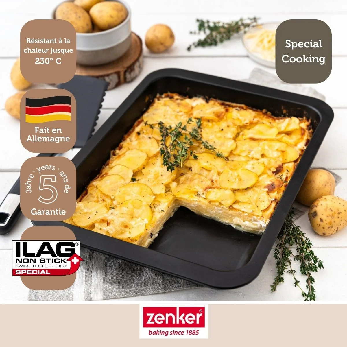 Plat à four XXL 40 x 29 x 6 cm Zenker Special Cooking