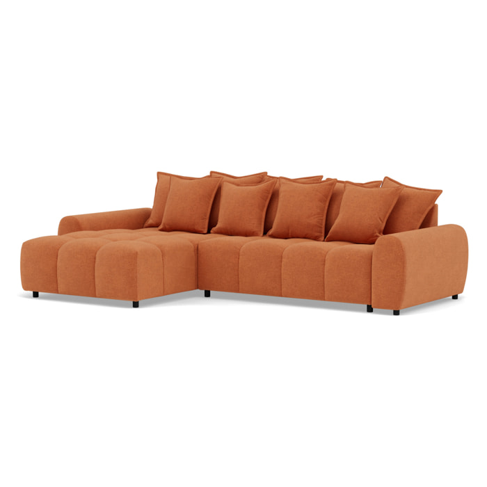 Adelaide - canapé d'angle réversible 4 places en tissu texturé - Terracotta